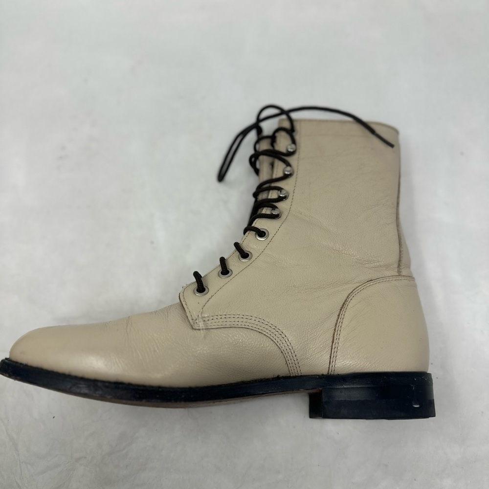 Justin Cream Lace-Up Women's Boots Size 9 - Picture 6 of 11
